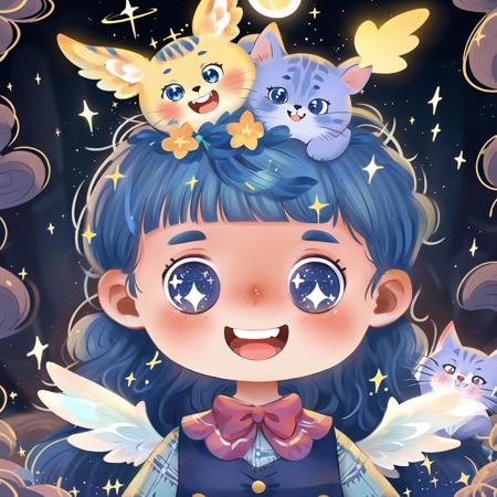 03434-2663079364-_lora_lbtx-013_0.7_,lbtx,1girl,solo,blue hair,Little cat Hat,smile,bangs,open mouth,blue eyes,long hair,wings,halo,blunt bangs,t.png